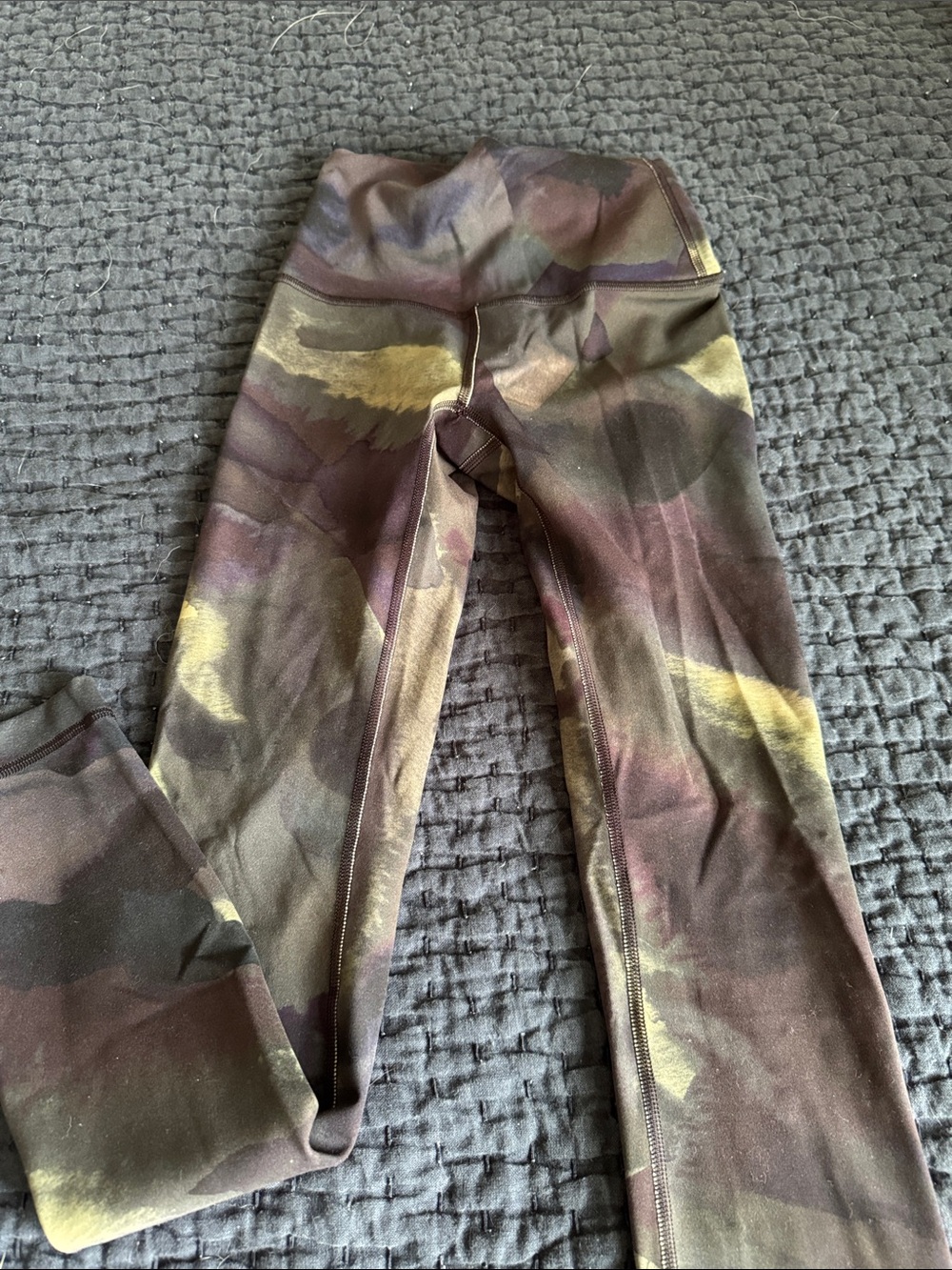 Lulu Women’s Camo-Print Leggings in Olive, Plum & Gold